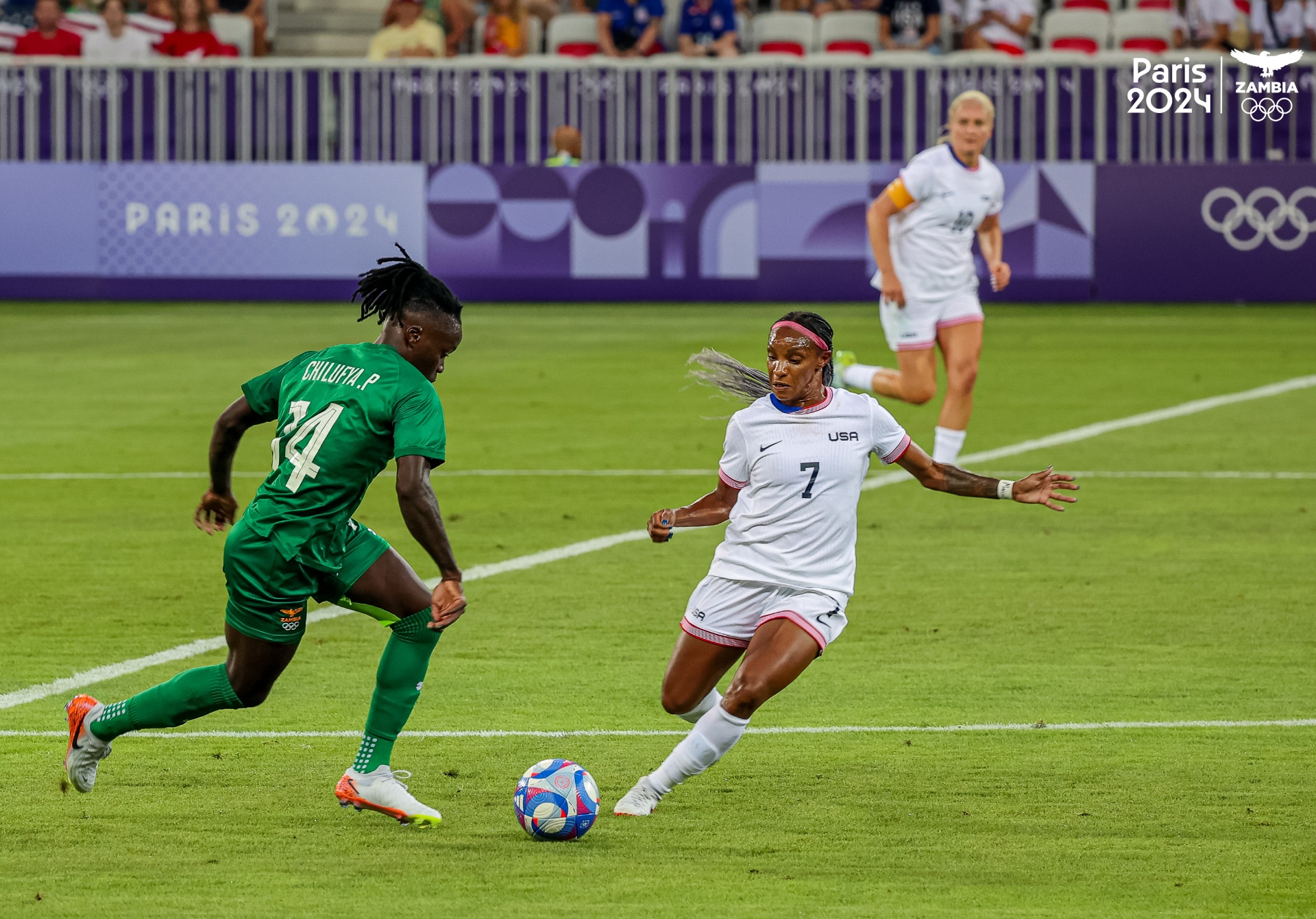 Women's Football Action - Dynamic moment from the football competition at Paris 2024 Olympic Games